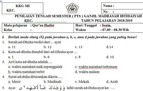 Soal Alquran Hadits Kelas 10 Dan Jawabannya