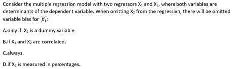 Solved Consider The Multiple Regression Model With Two Chegg