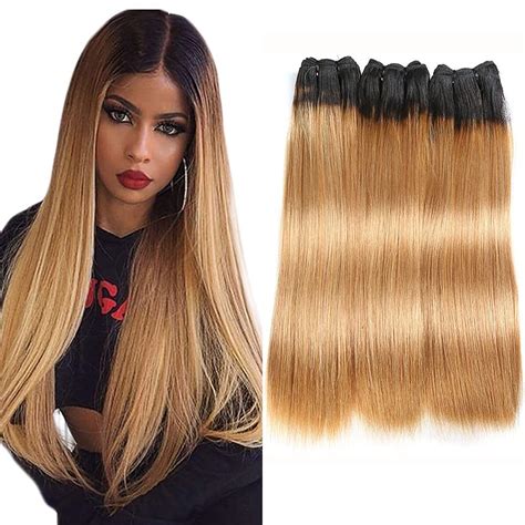 Amazon Straight Human Hair Bundles Honey Blonde Bundles Human Hair Ombre Bundle B Two