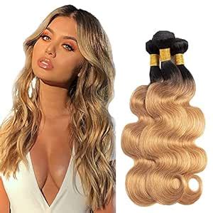 Amazon Ombre Bundles B Body Wave Human Hair Bundles Two Tone Black And Blonde Human