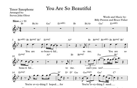 You Are So Beautiful Arr Steven John Oliver By Joe Cocker Sheet