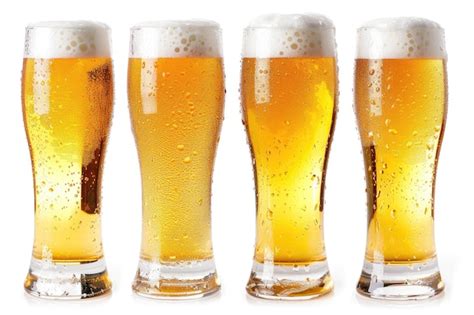 Premium Photo Frosty Glass Of Light Beer Set Isolated On A White