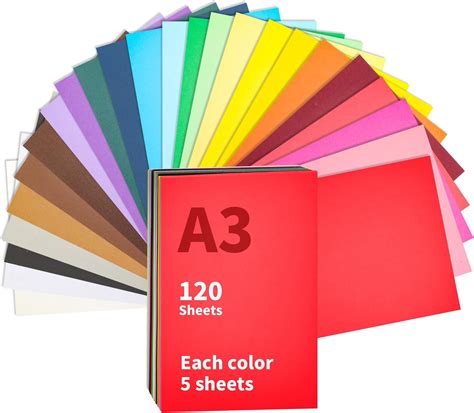 Soug Heavy Colored Cardstock 120 Sheets Colored Paper A3 Size 11 8” X 16 73