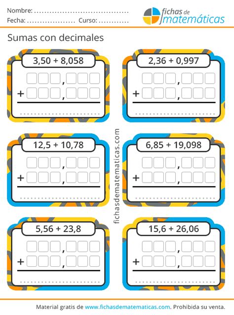 Como Sumar Decimales Ejercicios De Suma Con Decimales PDF