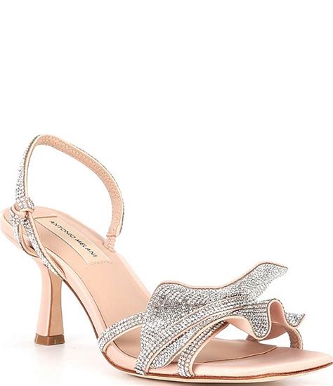 Antonio Melani Maris Metallic Coated Rhinestone Embellished Ruffle Dress Sandals Dillards