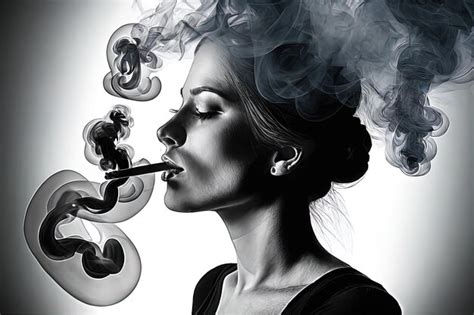 Premium AI Image | portrait of a young woman smoke with smoking pipeportrait of a young woman ...