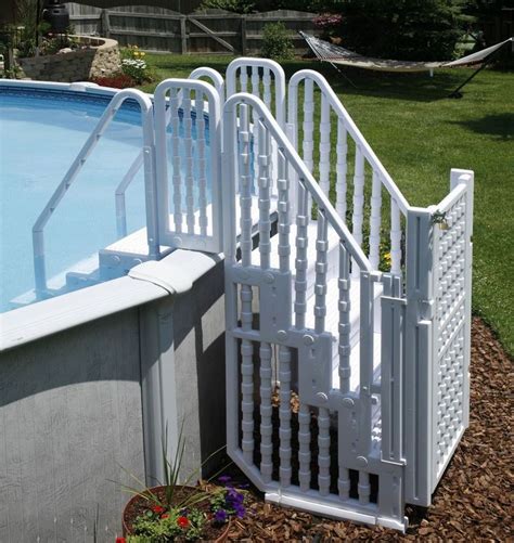 Blue Wave Easy Pool Step Ladder Above Ground Swimming Pools Entry System W Gate Pool Steps