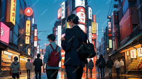 Premium AI Image | tokyo city anime style