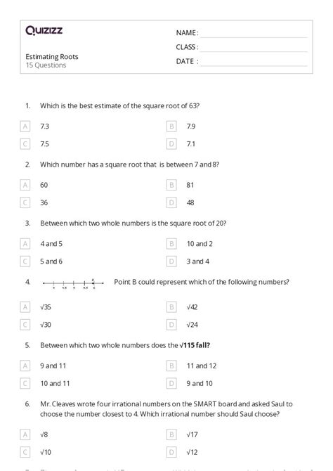 Approximating Square Roots Worksheet Worksheets Library