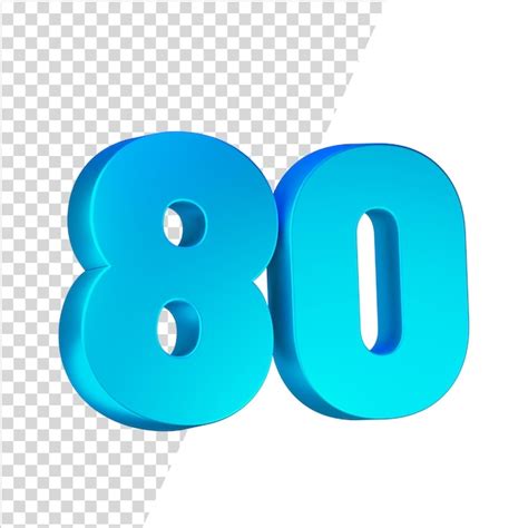Premium PSD | Number 80 3d rendered isolated