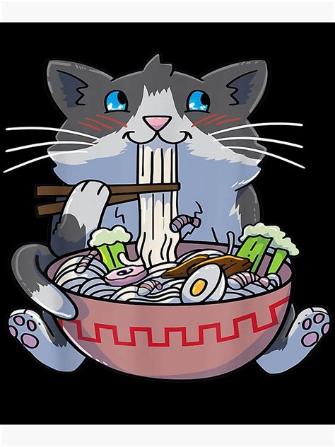 Anime Cat Ramen Kawaii Neko Noodles Art Print By Sophia889 Redbubble