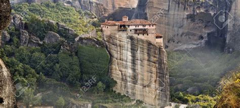 Hanging Monastery At Meteora Of Kalampaka In Greece Stock Photo