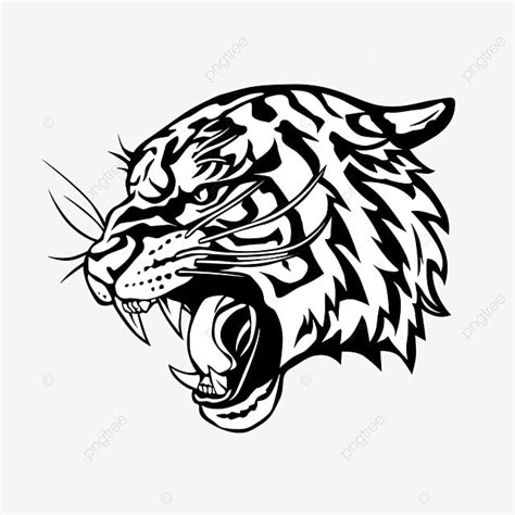 Tiger Roar Silhouette Vector Png Tiger Head Roaring Black Realistic