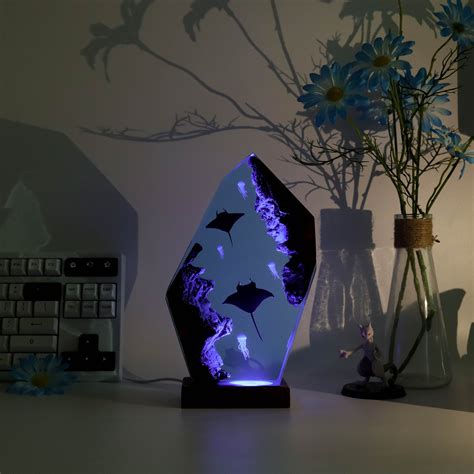 Manta Rays And Diver Night Lights Manta Rays Epoxy Lamp Etsy Sweden