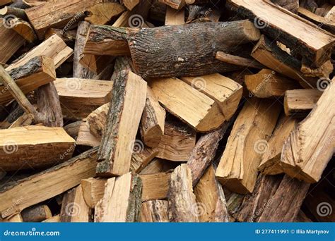 Lots Of Chopped Oak Firewood Natural Background Stock Image Image Of