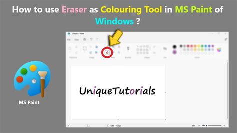 How To Use Eraser As Colouring Tool In Ms Paint Of Windows Youtube