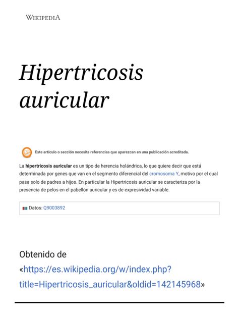 Hipertricosis Auricular Wikipedia La Enciclopedia Libre Pdf