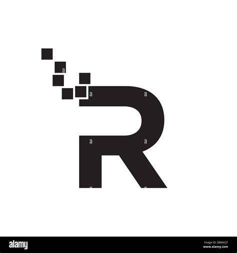 Initial Letter R Logo Pixelated Digital Design Concept Stock Vector