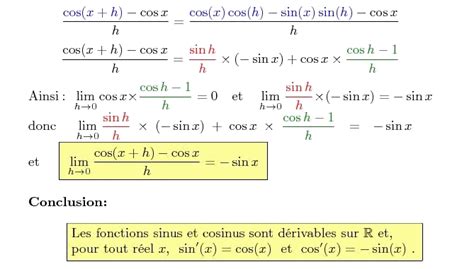 Dérivées des fonctions sinus et cosinus