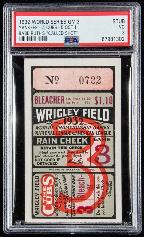 At Auction 1932 World Series Game 3 Ticket Stub Babe Ruth S