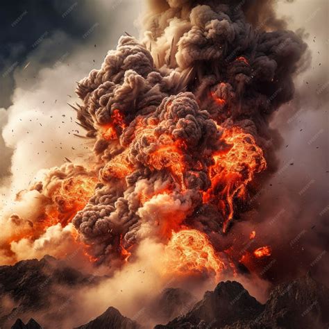 Premium Photo A Volcanic Eruption Capturing The Explosive Energy And Raw Power Of Natures Fury