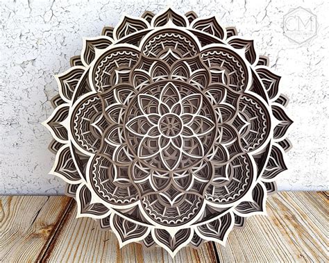 Laser Cut Mandala Dxf Multilayer Mandala Design Layered Laser Etsy