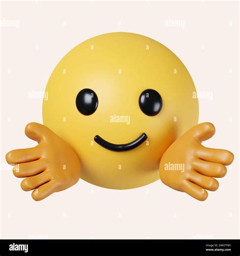 3d Hugging Emoji Emoticon Giving A Hug Happy Yellow Face With Open