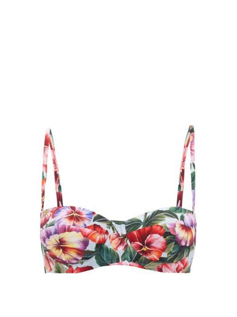 Buy Dolce Gabbana Pansy Print Balconette Bikini Top Multi At 50