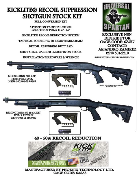 KICKLITE TACTICAL STOCK PACKAGE MOSSBERG 500 12 GA Phoenix Technology