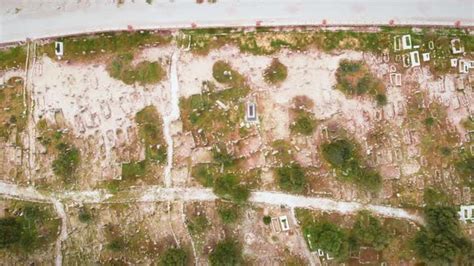 Monuments and tombstones at cemetery. Muslim graveyard, Stock Footage