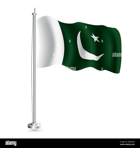 Pakistani Flag Isolated Realistic Wave Flag Of Pakistan Country On Flagpole Vector