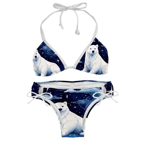 Starry Polar Bear Detachable Sponge Adjustable Strap Bikini Set Two