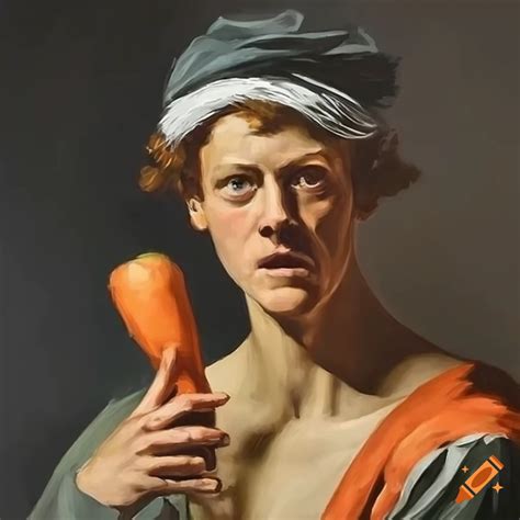 Jannik Sinner Atp Tennis Player With A Carrot In Caravaggio Style On