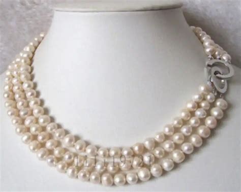 Lines Mm White Freshwater Cultured Pearl Necklace Free