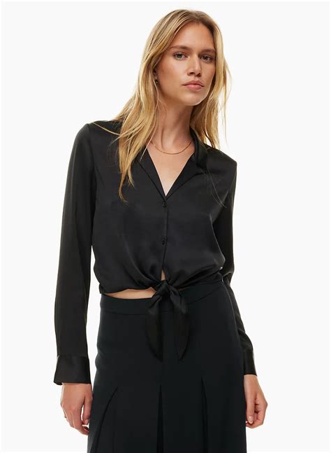 Wilfred Tie Front Satin Blouse Aritzia Ca