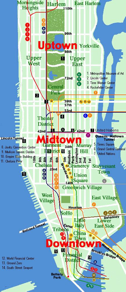 Map of Manhattan Tourist Pictures | Map of Manhattan City Pictures