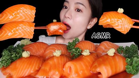 대왕연어초밥 통연어 먹방 Asmr Mukbang Raw Salmon Great King Salmon Sushi サーモン寿司