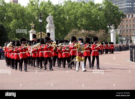 The Scots Guards Band Marching Past Buckingham Palace London Trooping ...