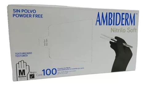 Guante Nitrilo Soft Negro Ambiderm No Estéril Mediano 100 Pz