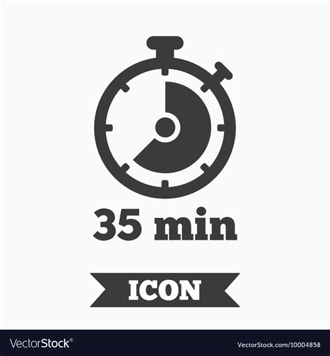 Timer Sign Icon 35 Minutes Stopwatch Symbol Vector Image