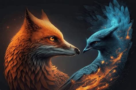 Premium AI Image | The picture of the phoenix bird and the fox