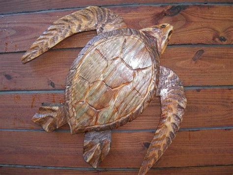 Sea Turtle 22x22 Chainsaw Wood Reptile Carving By Oceanarts10 95 00