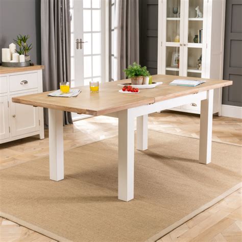 Cheshire Cream Painted Extending Dining Table With Oak Top 6 Seater