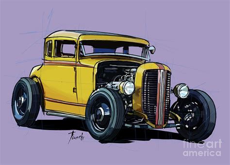 Rusty car Rusty Tuck. Original Concept Art Drawing. Drawing by Drawspots Illustrations - Fine ...