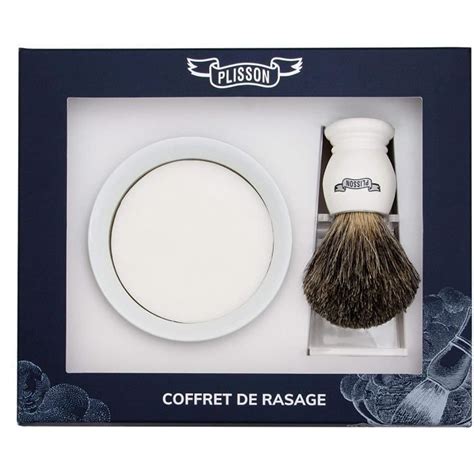 Kit De Rasage Manuel Homme Limics24 Coffret Blaireau Blanc Nacré