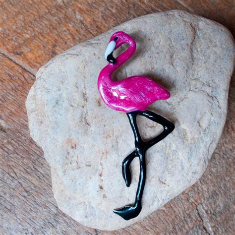 Enamel Pink Flamingo Pin Tropical Bird Brooch Flamingo Lover Etsy