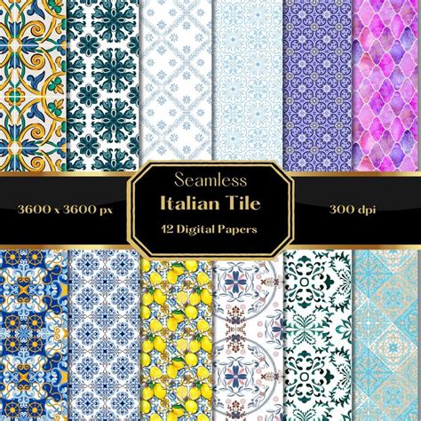 Italian Tile Digital Paper Seamless Pattern Italian Etsy Digital