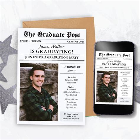 Editable Male Graduation Invitation College Graduation Invitations For