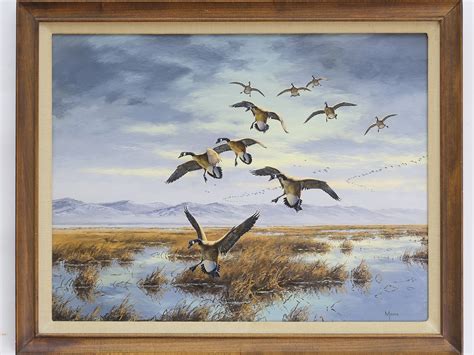 David Maass Flocks Of Geese Landing In Flooded Valley Mutualart