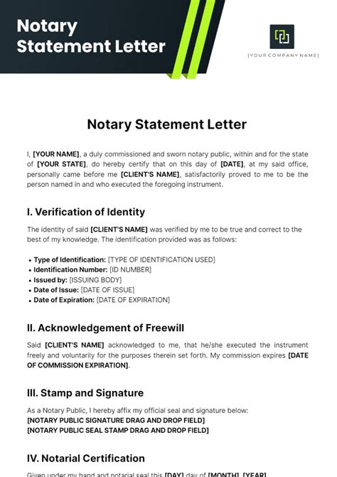 Free Notary Statement For Letter Template To Edit Online
